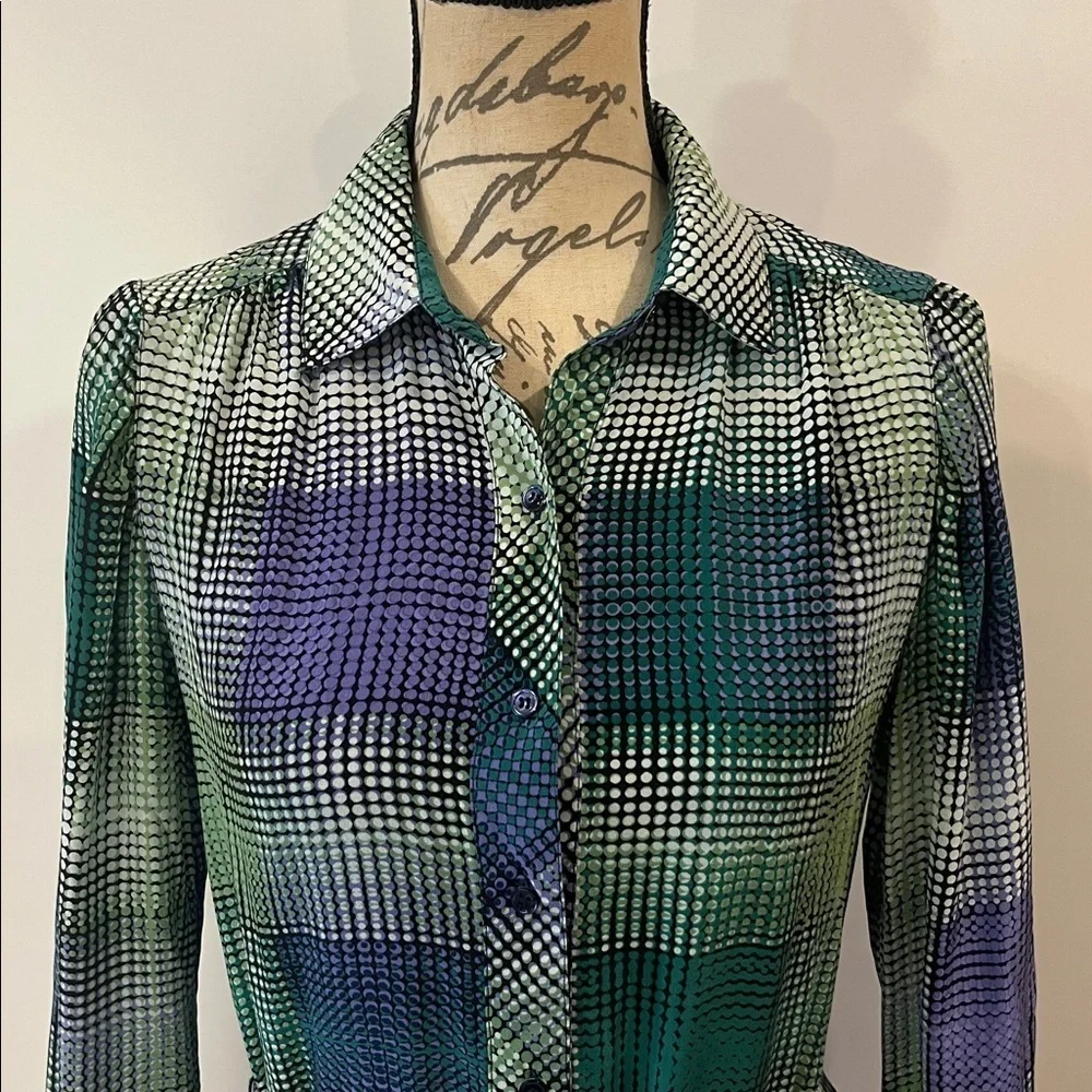 BCBG MaxAzria 100% silk popover belted shirt dress like new S